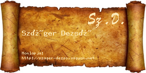 Száger Dezső névjegykártya